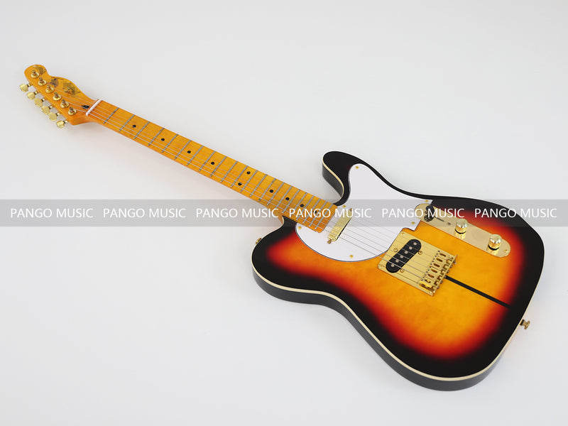 PANGO MUSIC Tele Style Neck-through Electric Guitar with Gloss 3-Tone Sunburst Finish (GKS-048)