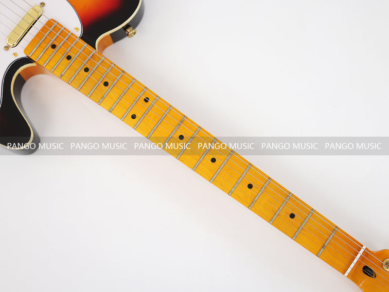 PANGO MUSIC Tele Style Neck-through Electric Guitar with Gloss 3-Tone Sunburst Finish (GKS-048)