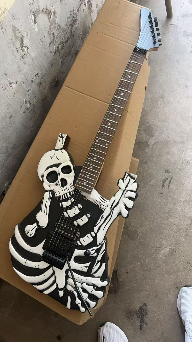 PANGO MUSIC White Skull Design Electric Guitar (PWS-527F, No Logo, Fast Shipping, Tariff-free)