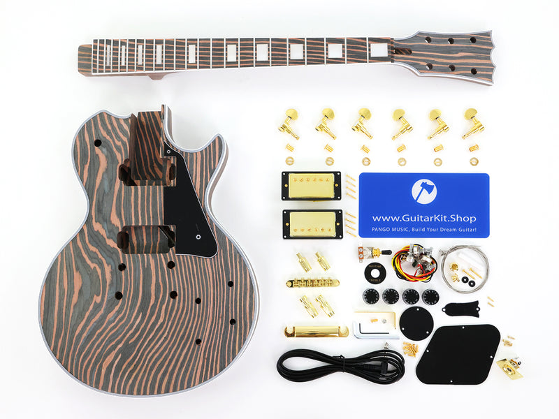 PANGO MUSIC XG Series XLP Custom All Zebrawood DIY Electric Guitar Kit (XLP-002)