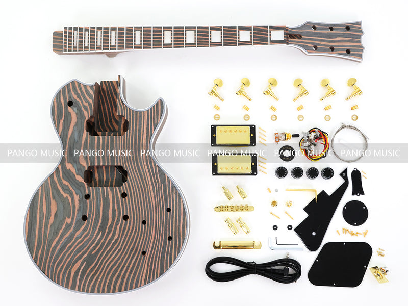 PANGO MUSIC XG Series XLP Custom All Zebrawood DIY Electric Guitar Kit (XLP-002)