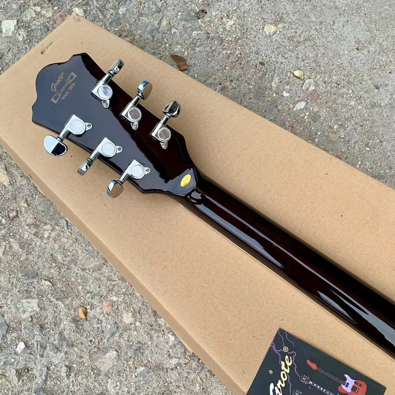 6-String ES-Style Semi-Hollow Body Electric Guitar with Sunburst Gloss Finish (YMZ-153)