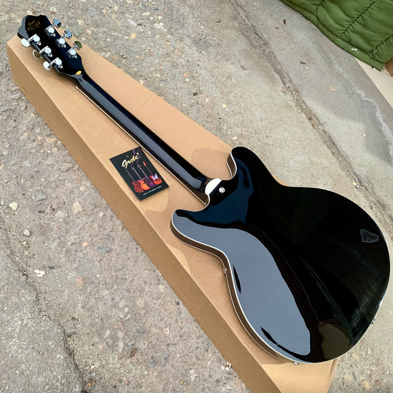 Semi-Hollow Body Electric Guitar with Glossy Finish & Modern Headstock (YMZ-155)