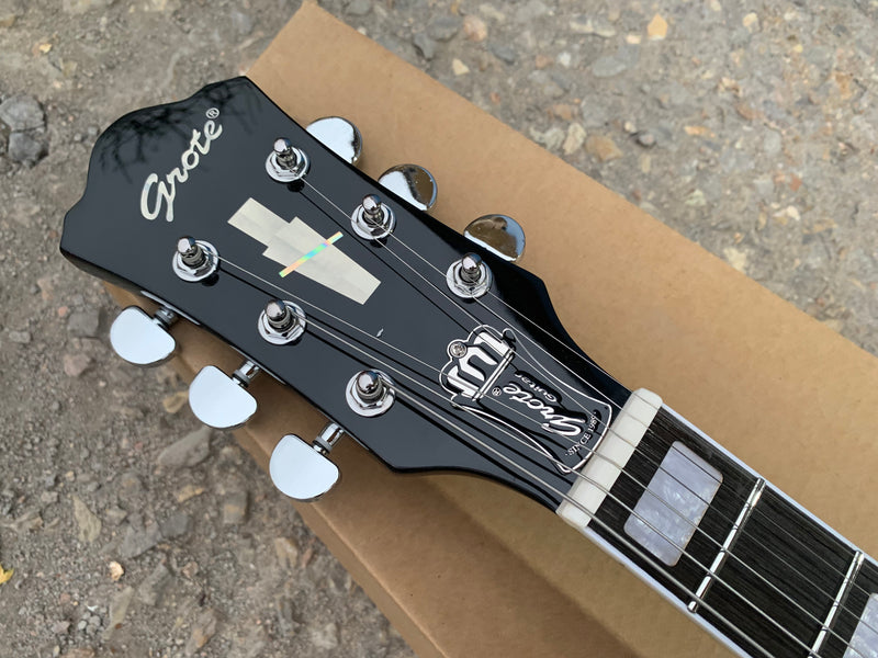 Semi-Hollow Body Electric Guitar with Glossy Finish & Modern Headstock (YMZ-155)