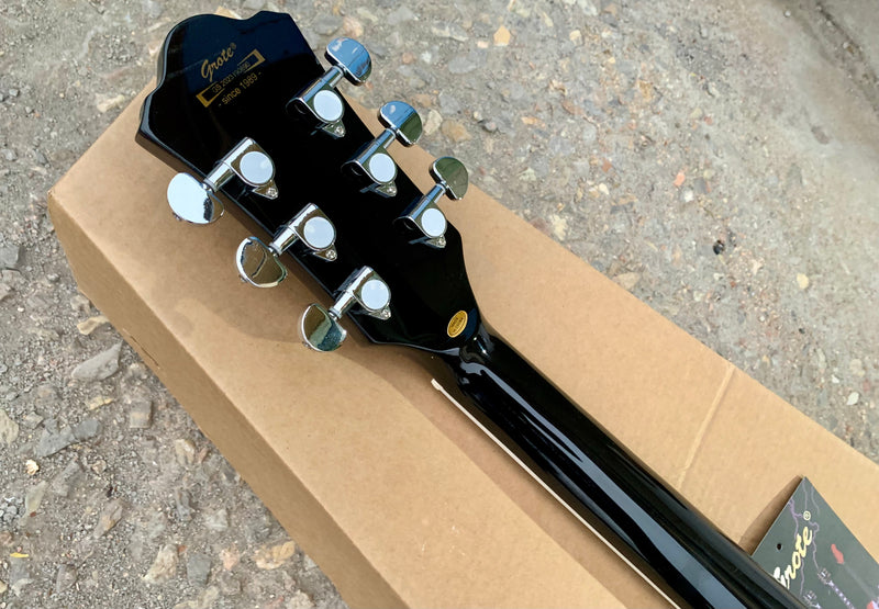 Semi-Hollow Body Electric Guitar with Glossy Finish & Modern Headstock (YMZ-155)