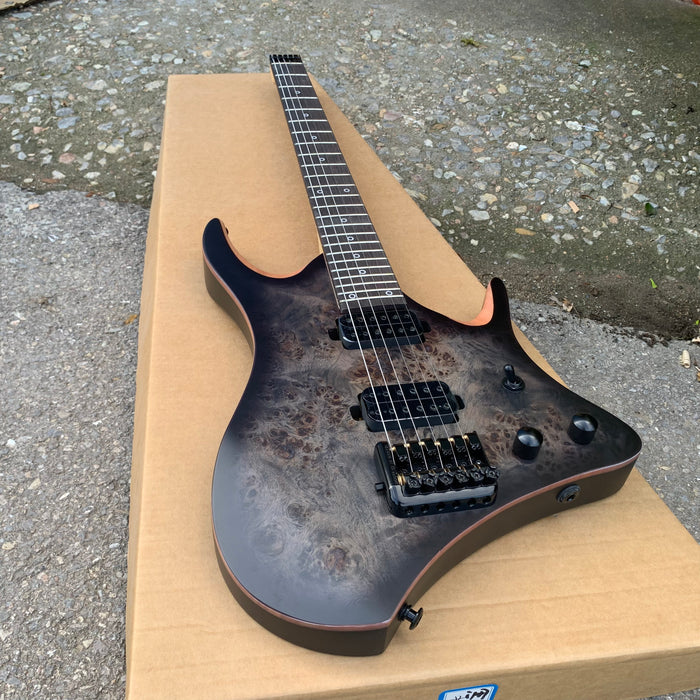 PANGO Music Headless Style Electric Guitar with Burl Maple Top (YMZ-208)