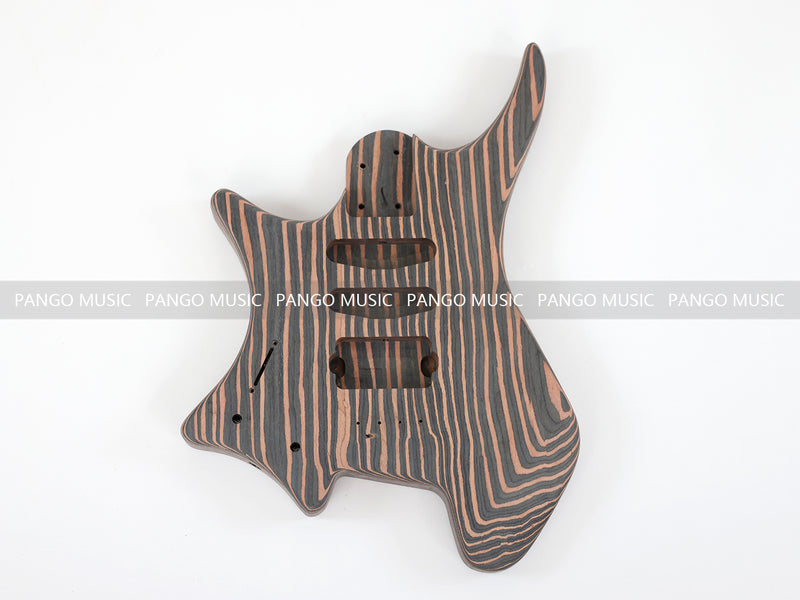 Headless Left-Handed All Zebrawood DIY Electric Guitar Kit (ZQN-017S)