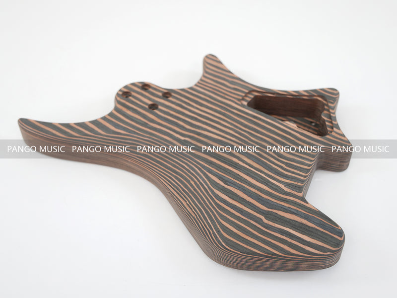 Headless Left Hand All Zebrawood DIY Electric Guitar Kit (ZQN-017F, Fast Shipping, Tariff-free)