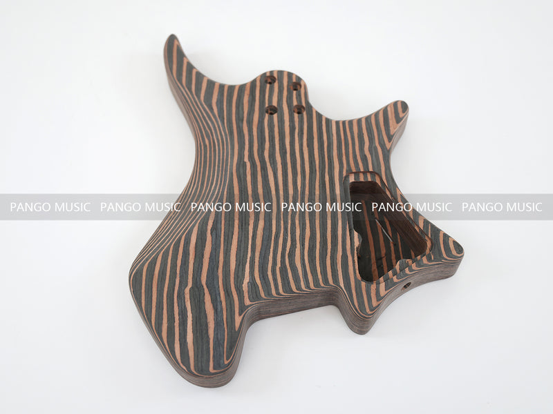 Headless Left Hand All Zebrawood DIY Electric Guitar Kit (ZQN-017F, Fast Shipping, Tariff-free)