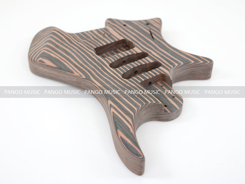 Headless Left Hand All Zebrawood DIY Electric Guitar Kit (ZQN-017F, Fast Shipping, Tariff-free)