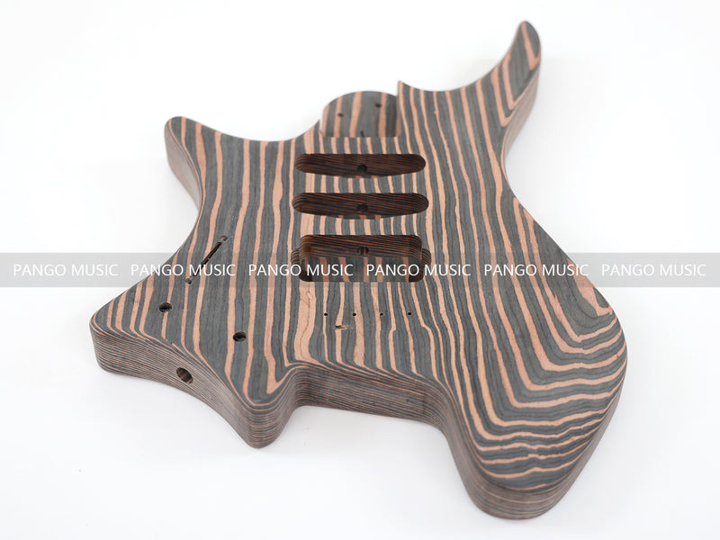 Headless Left-Handed All Zebrawood DIY Electric Guitar Kit (ZQN-017S)