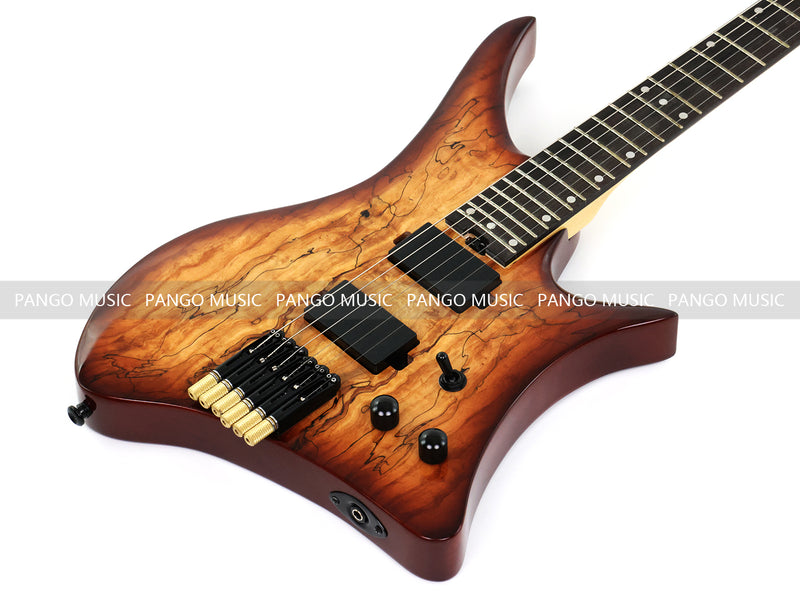 PANGO Music Headless Electric Guitar with Spalted Maple Top (PJX-522)