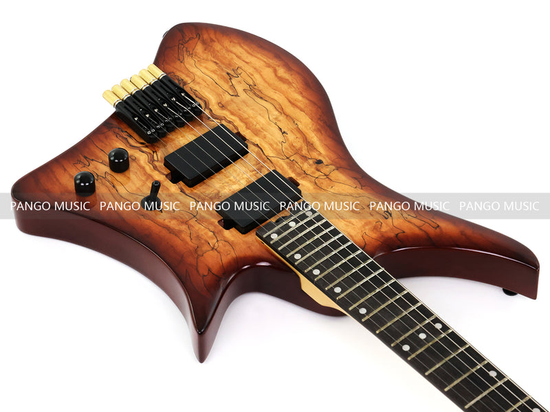 PANGO Music Headless Electric Guitar with Spalted Maple Top (PJX-522)