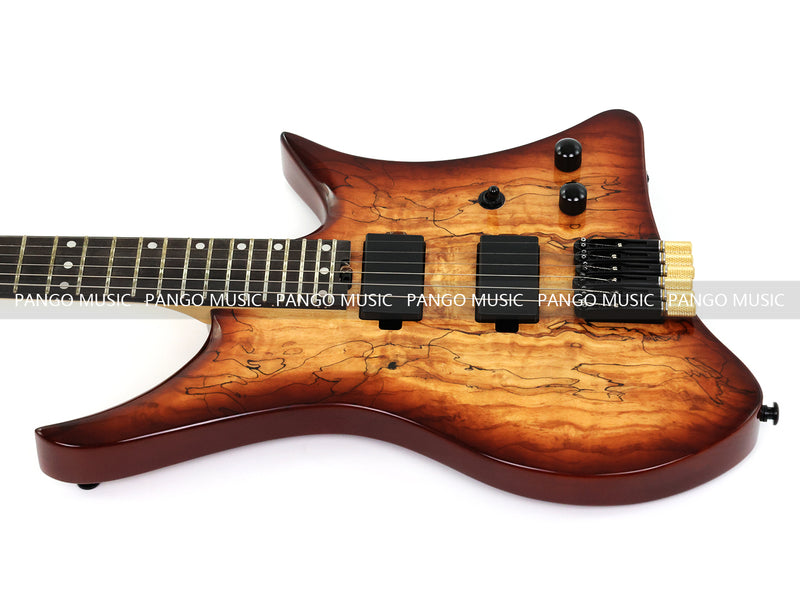 PANGO Music Headless Electric Guitar with Spalted Maple Top (PJX-522)