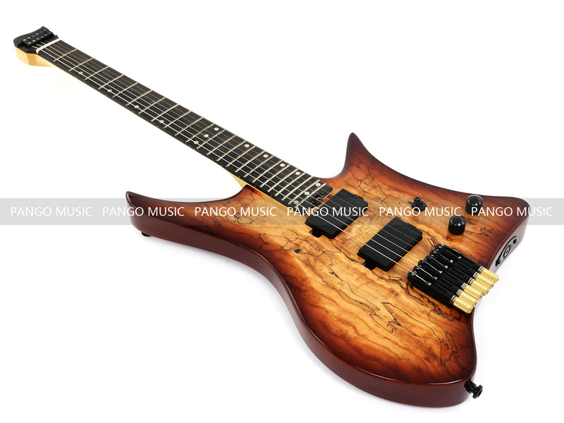 PANGO Music Headless Electric Guitar with Spalted Maple Top (PJX-522)