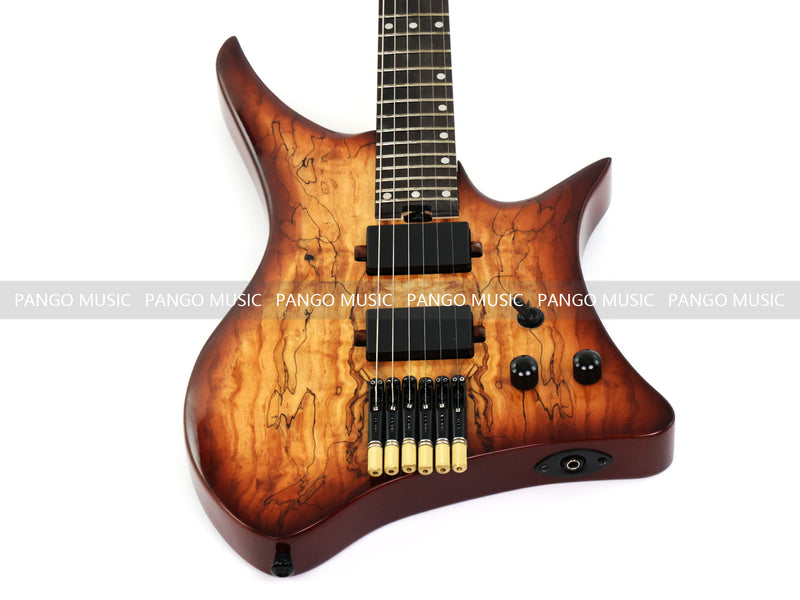 PANGO Music Headless Electric Guitar with Spalted Maple Top (PJX-522)