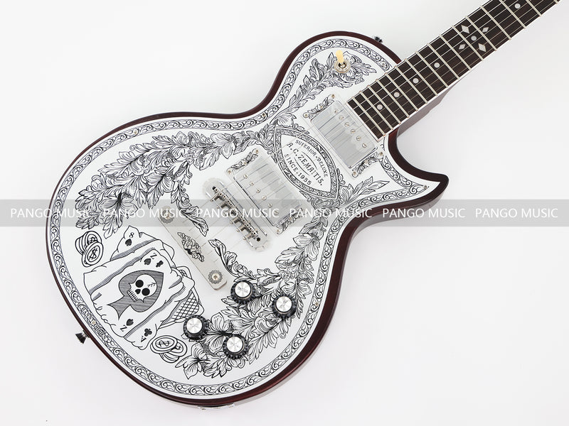 PANGO Music LP Style Electric Guitar with Aluminum Metal Carved Top (PAC-001)