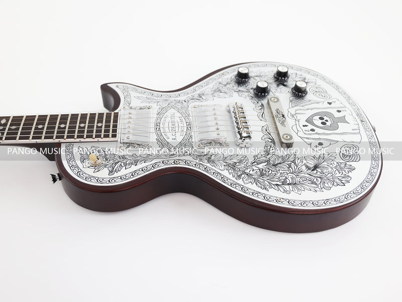 PANGO Music LP Style Electric Guitar with Aluminum Metal Carved Top (PAC-001)