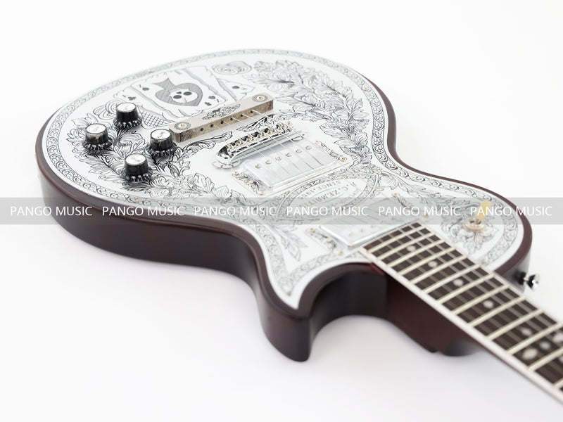 PANGO Music LP Style Electric Guitar with Aluminum Metal Carved Top (PAC-001)
