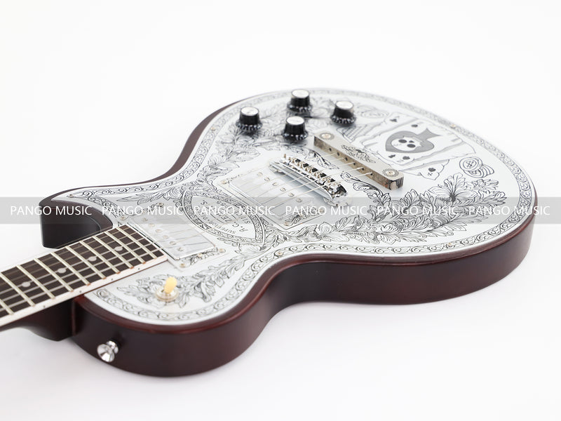 PANGO Music LP Style Electric Guitar with Aluminum Metal Carved Top (PAC-001)