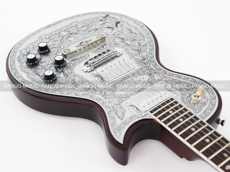 PANGO Music LP Style Electric Guitar with Aluminum Metal Carved Top (PAC-002)