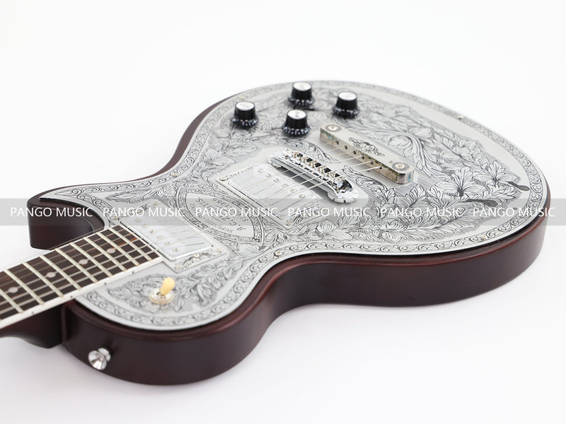 PANGO Music LP Style Electric Guitar with Aluminum Metal Carved Top (PAC-002)