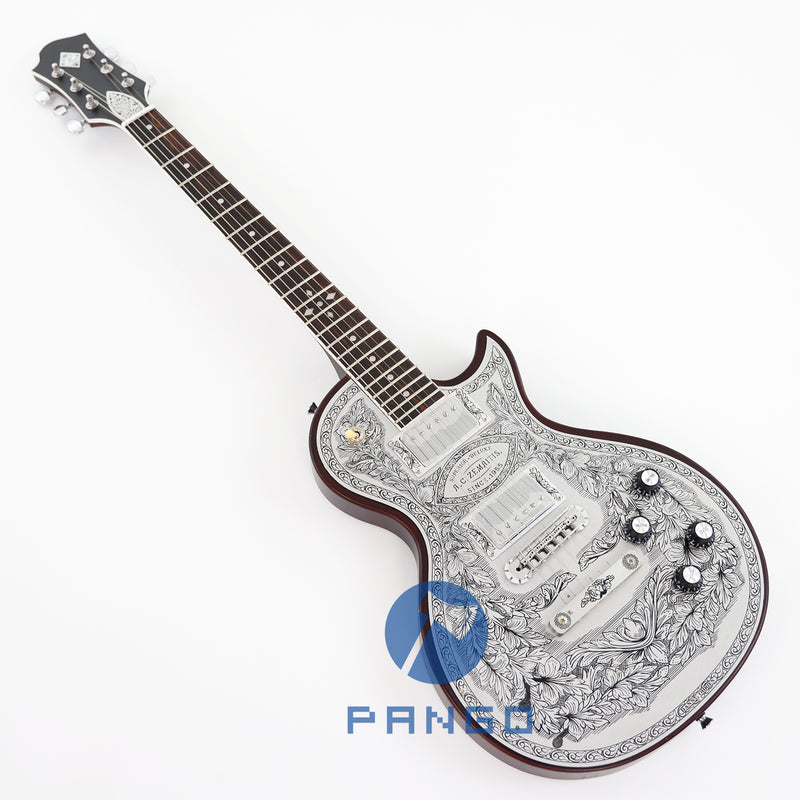PANGO Music LP Style Electric Guitar with Aluminum Metal Carved Top (PAC-002)