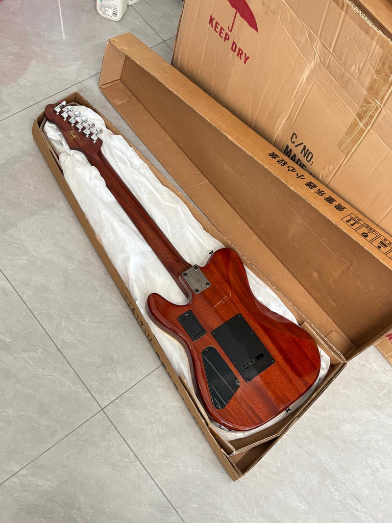 PANGO 6-String Solid Body Glossy Red Silent Acoustic-Electric Guitar (SE-501)