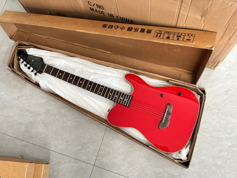 PANGO 6-String Solid Body Glossy Red Silent Acoustic-Electric Guitar (SE-503)