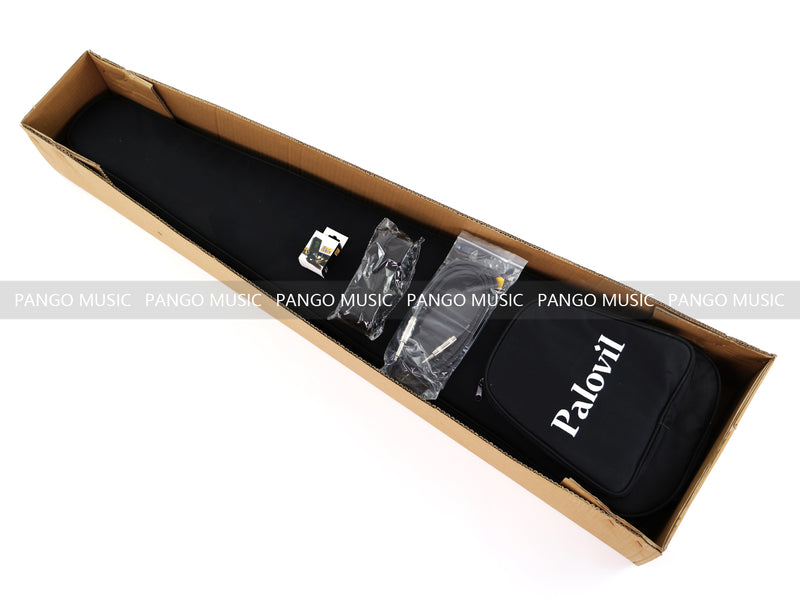 4-String Semi-Hollow Body Electric Bass Guitar Set with Gloss Black Finish (PHY-166)