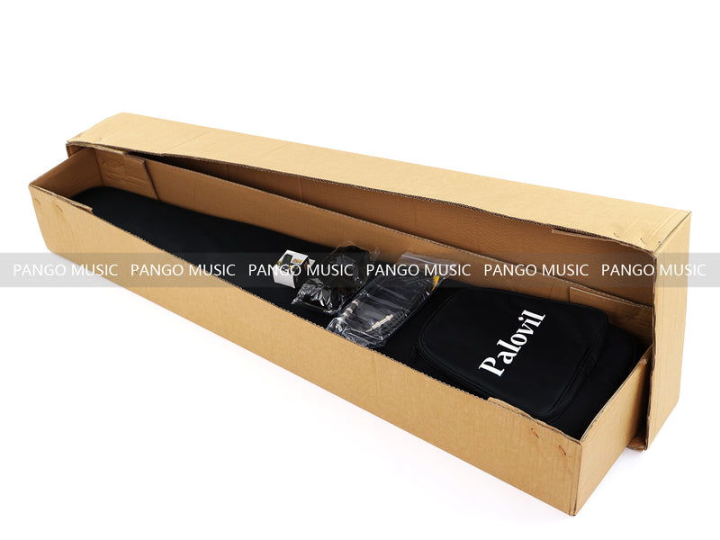 4-String Semi-Hollow Body Electric Bass Guitar Set with Gloss Black Finish (PHY-166)