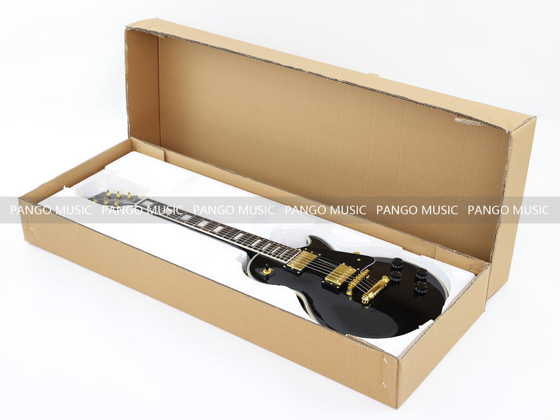 LP Custom Style All Black Electric Guitar (CST-005F, No Logo, Fast Shipping, Tariff-free)