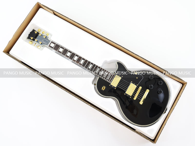 LP Custom Style All Black Electric Guitar (CST-005F, No Logo, Fast Shipping, Tariff-free)