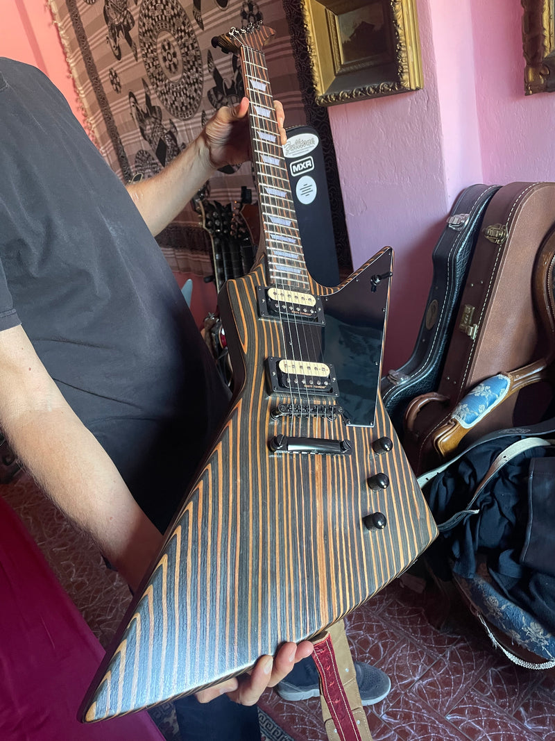 All Zebrawood Explorer Style DIY Electric Guitar Kit (PEX-227)