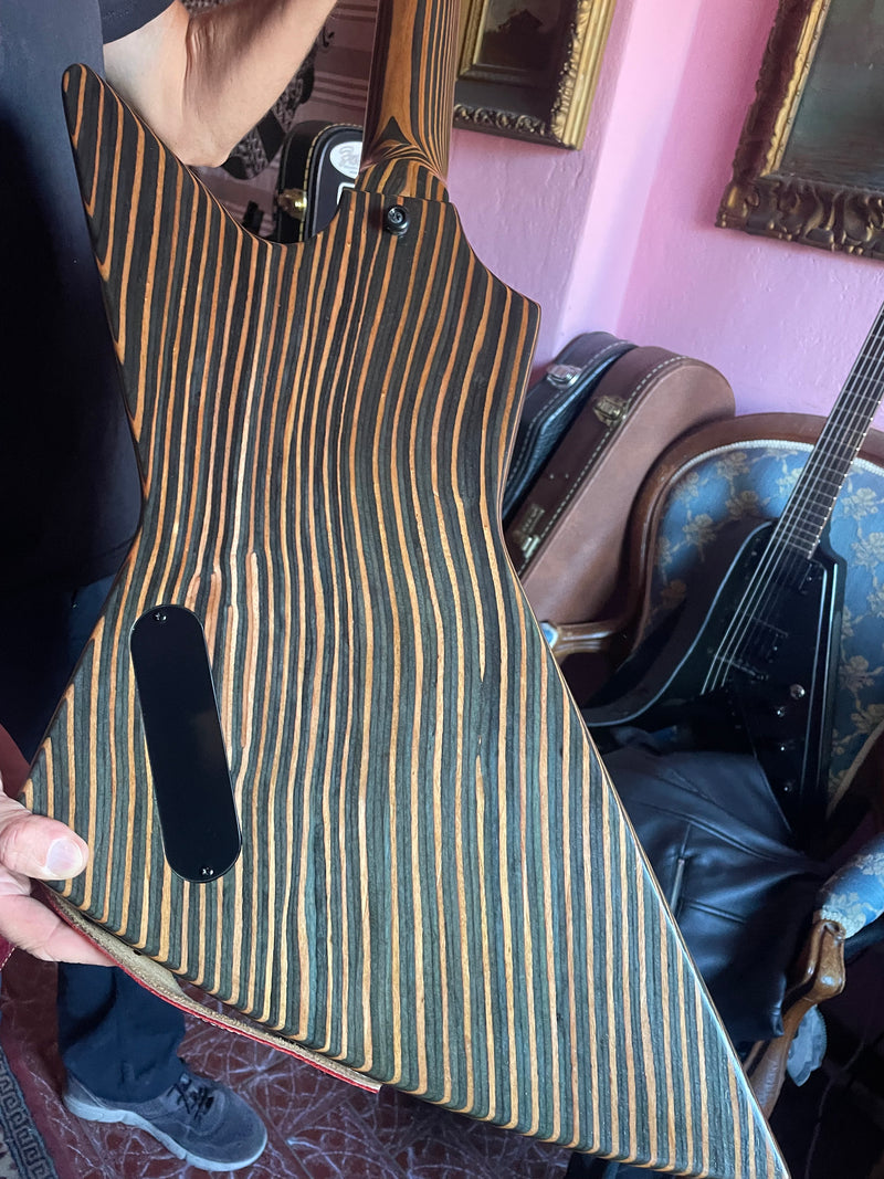 All Zebrawood Explorer Style DIY Electric Guitar Kit (PEX-227)