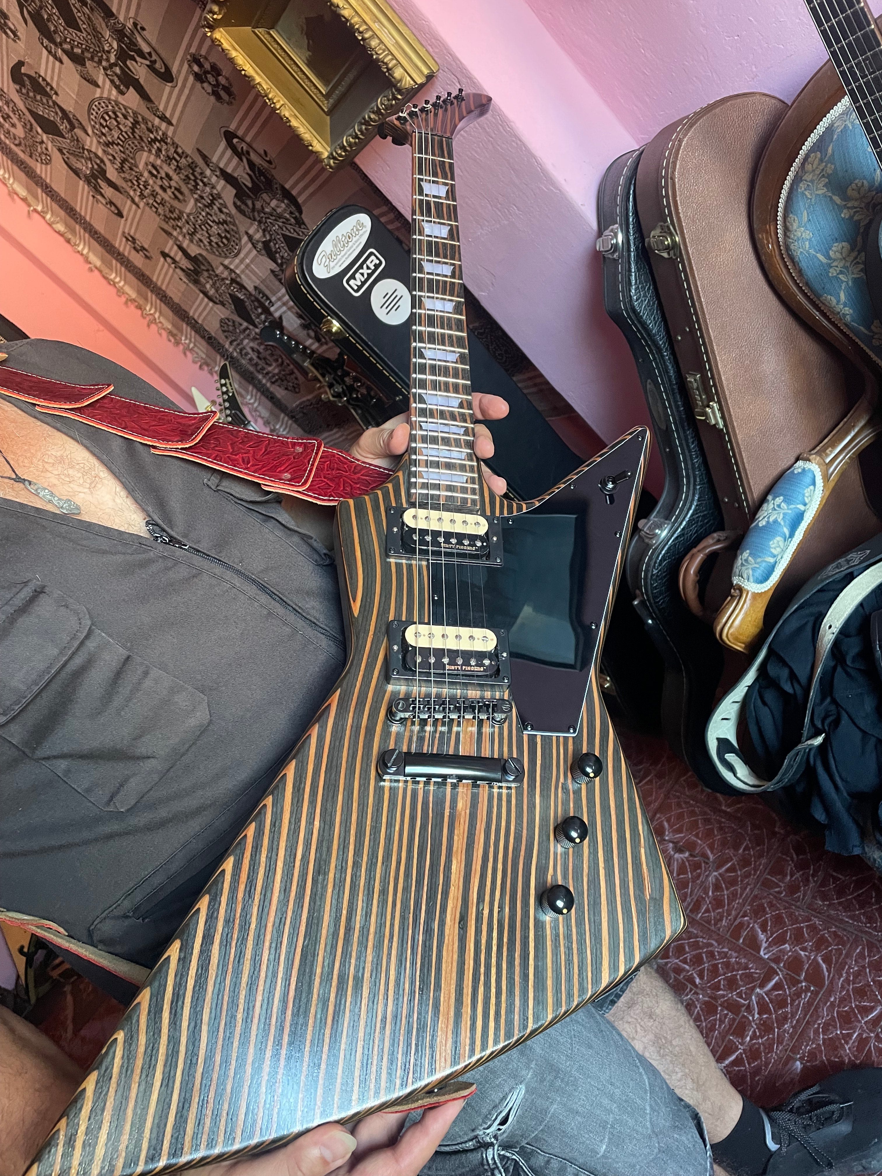 All Zebrawood Explorer Style DIY Electric Guitar Kit (PEX-227