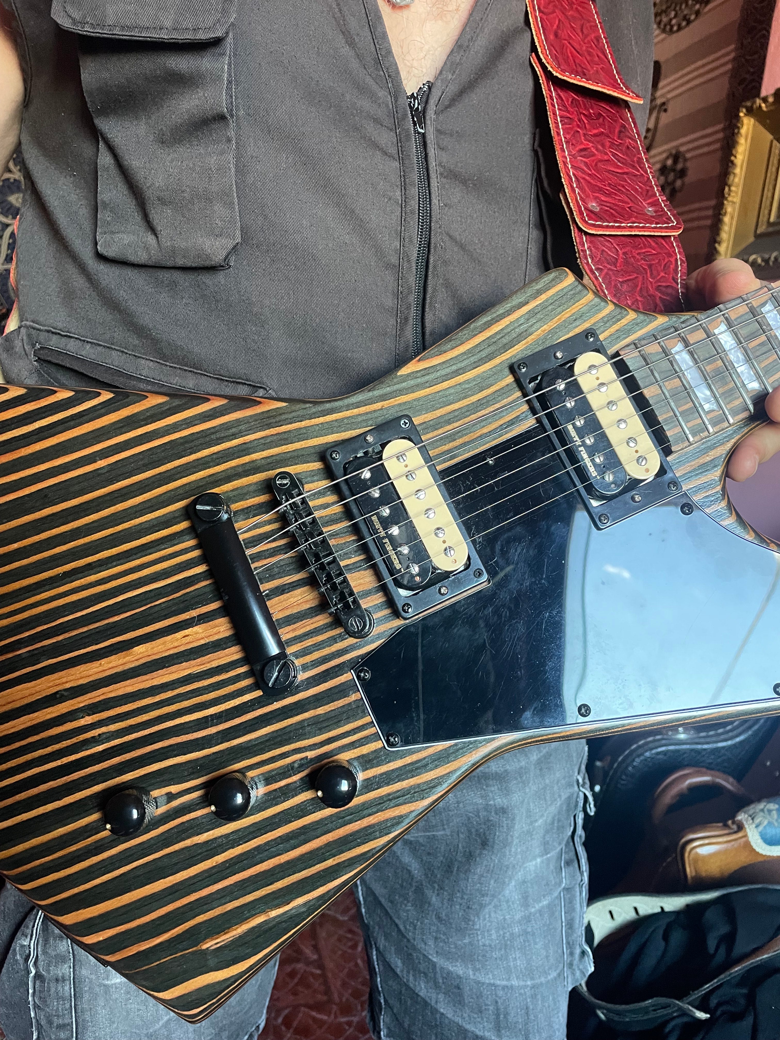 All Zebrawood Explorer Style DIY Electric Guitar Kit (PEX-227