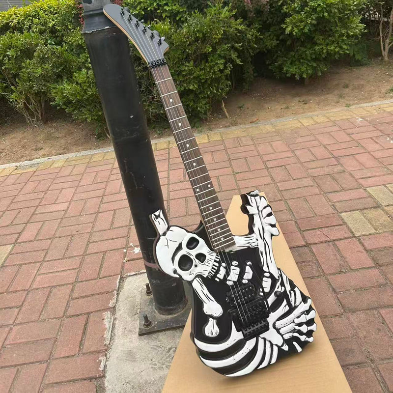 PANGO MUSIC White Skull Design Electric Guitar (PWS-527F, No Logo, Fast Shipping, Tariff-free)