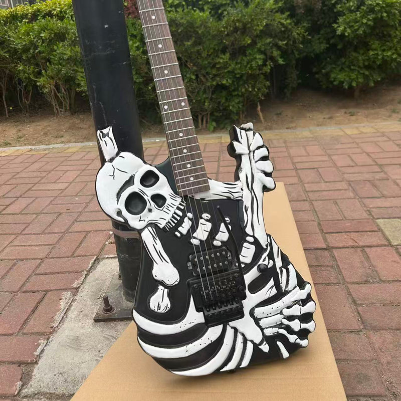 PANGO MUSIC White Skull Design Electric Guitar (PWS-527F, No Logo, Fast Shipping, Tariff-free)
