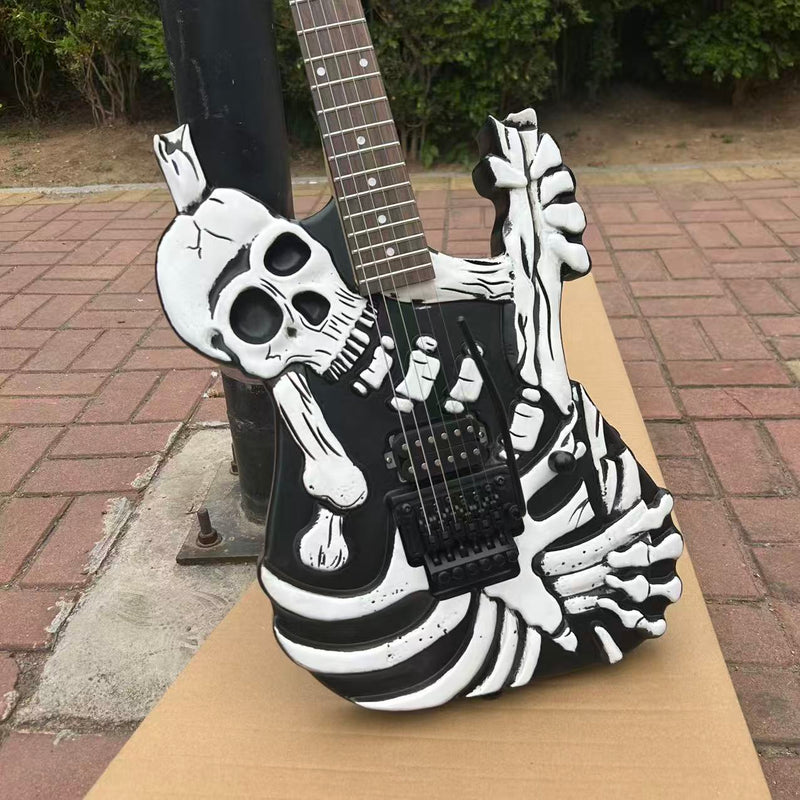 PANGO MUSIC White Skull Design Electric Guitar (PWS-527F, No Logo, Fast Shipping, Tariff-free)
