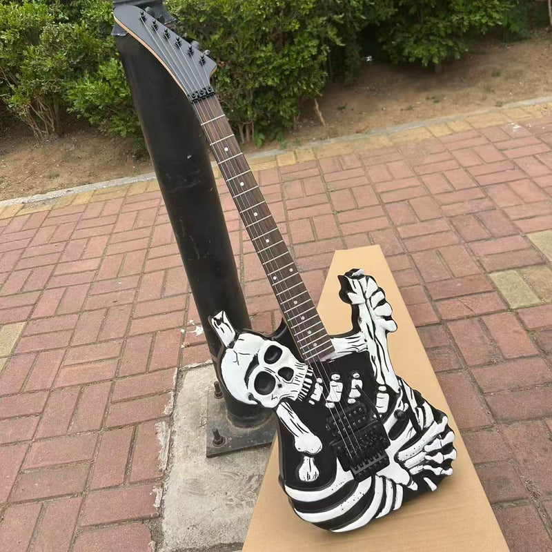 PANGO MUSIC White Skull Design Electric Guitar (PWS-527F, No Logo, Fast Shipping, Tariff-free)