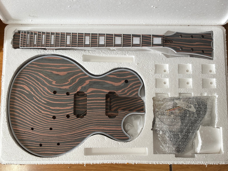 PANGO MUSIC XG Series XLP Custom All Zebrawood DIY Electric Guitar Kit (XLP-002)