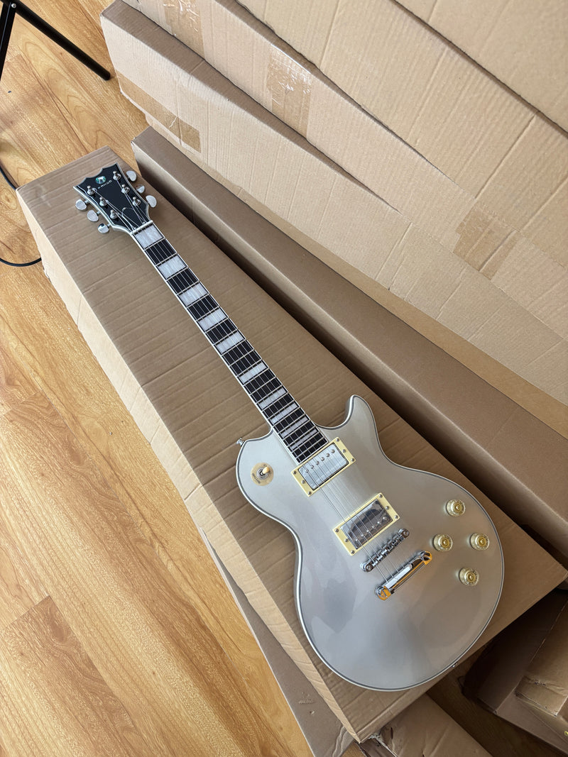 PANGO MUSIC XG Series XLP Custom Electric Guitar with Gloss Metallic Silver Finish (XLP-126)