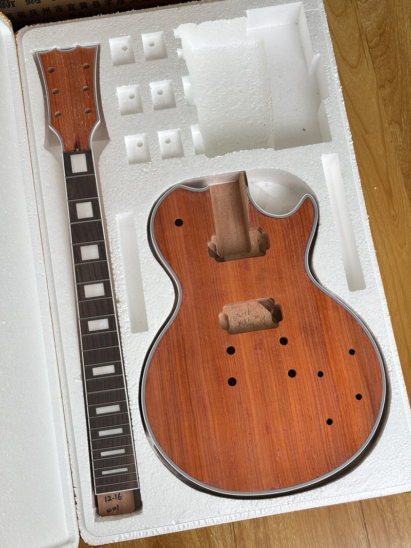 PANGO MUSIC XG Series XLP Custom Padou Veneer Top DIY Electric Guitar Kit (XLP-001)