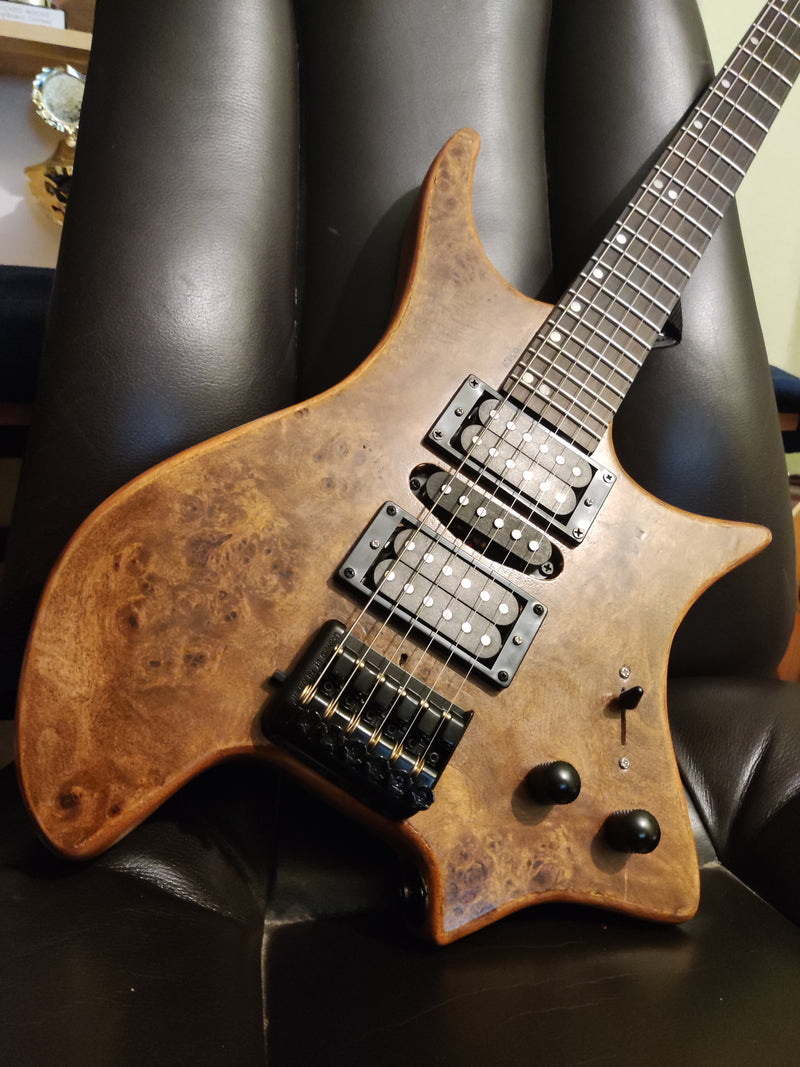 Headless DIY Electric Guitar Kit with Burl Maple Top (ZQN-004S)