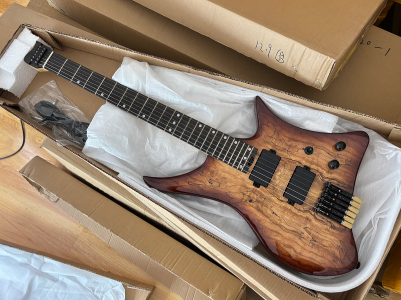 PANGO Music Headless Electric Guitar with Spalted Maple Top (PJX-522)