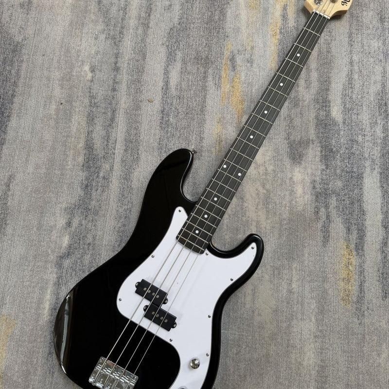 P Bass Style 4 String Electric Bass Guitar with Gloss Black Finish & Paulownia Body(LRG-102)