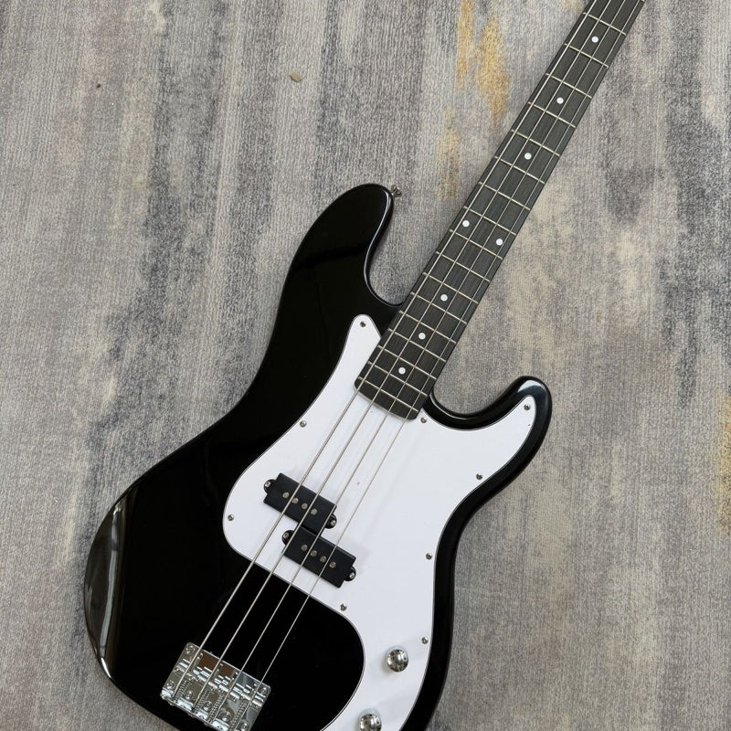 P Bass Style 4 String Electric Bass Guitar with Gloss Black Finish & Paulownia Body(LRG-102)