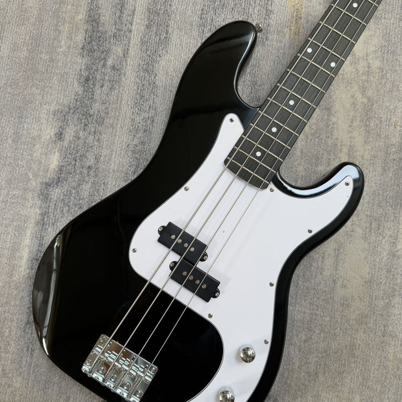 P Bass Style 4 String Electric Bass Guitar with Gloss Black Finish & Paulownia Body(LRG-102)