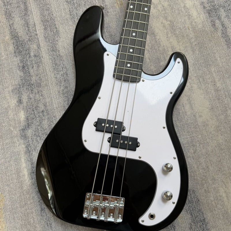 P Bass Style 4 String Electric Bass Guitar with Gloss Black Finish & Paulownia Body(LRG-102)